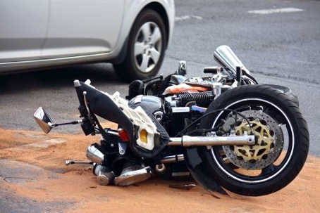 Photo of a downed motorcycle